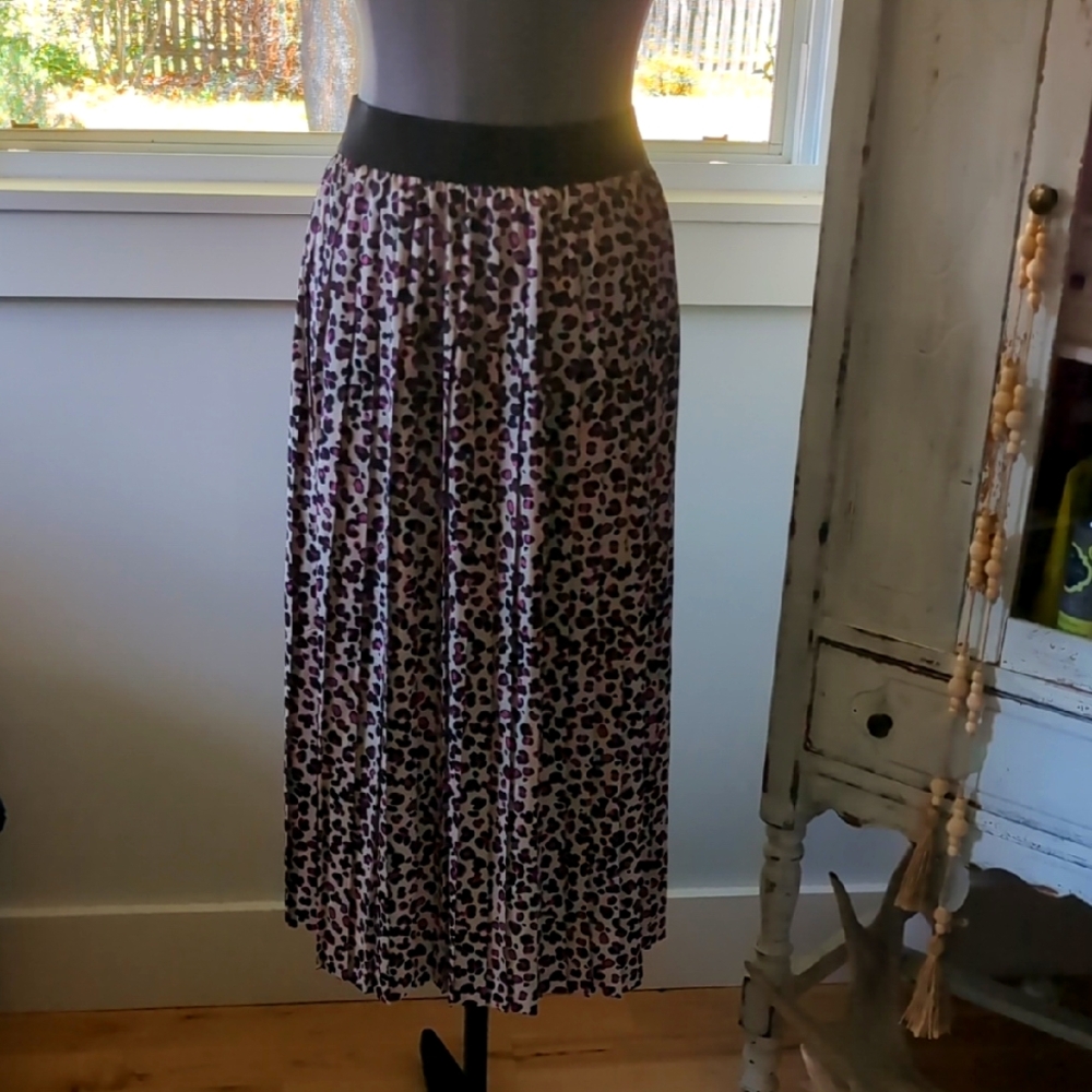 Helene Berman Leopard A-Line Skirt